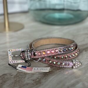 B.B. Simon Pink Swarovski Crystal Belt with Silver Accents